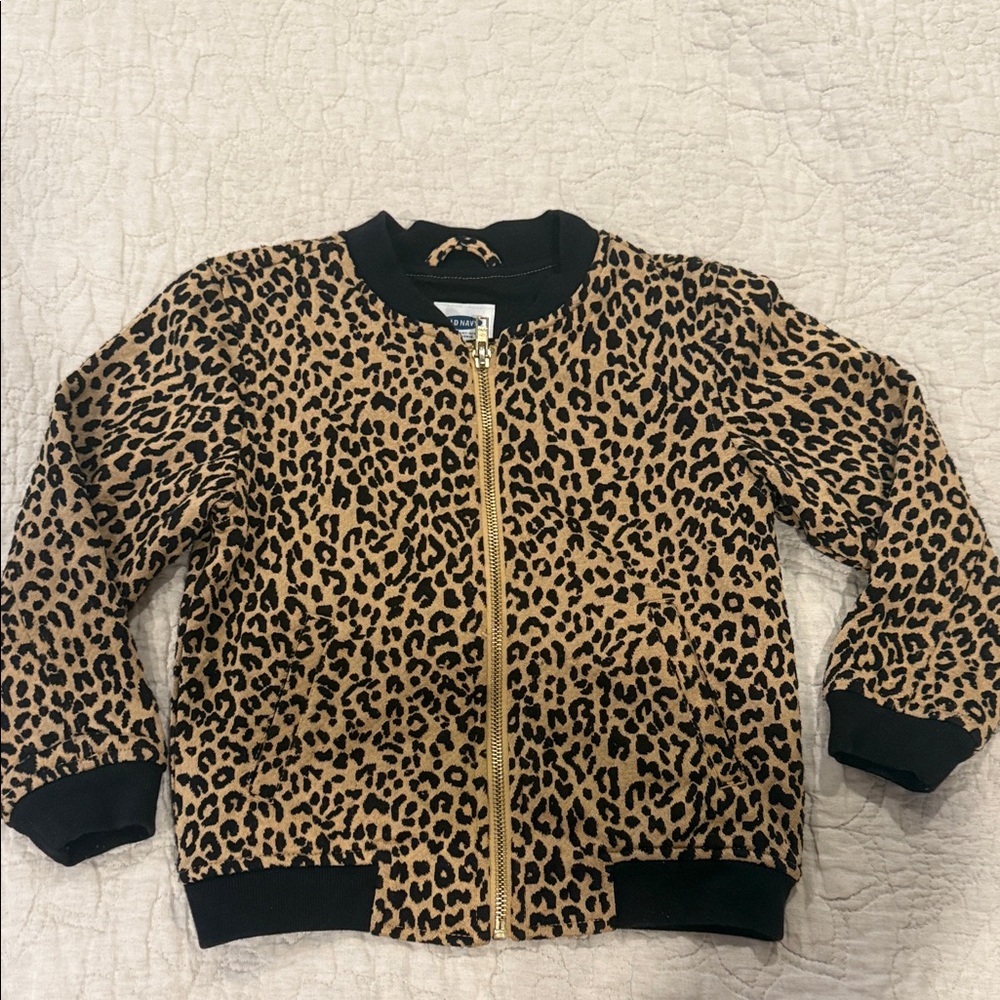 Old Navy Kids Leopard Print Jacket - Black and Tan